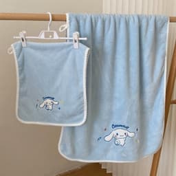 Bộ Khăn Tắm và Khăn Mặt Thỏ Cinnamoroll Dễ Thương, Siêu Hút Nước, Họa Tiết xᶖnh Xắn, êm ái tuyệt vời! 4