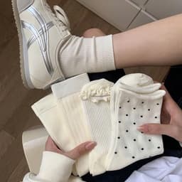 Set 5 Đôi Tất Cao Cổ Nữ Họa Tiết Chấm Bi Phong Cách Dễ Thương Tn16 VINBEO 4