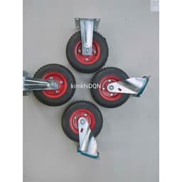 Bộ 4 Bánh Xe Cao Su Đặc Mâm Đỏ 20cm cho Xe Đẩy, Xe Chở Hàng, Xe Kéo Tự Chế 1