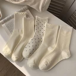 Set 5 Đôi Tất Cao Cổ Nữ Họa Tiết Chấm Bi Phong Cách Dễ Thương Tn16 VINBEO 1
