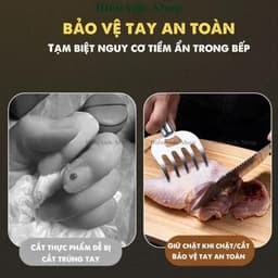 Dụng cụ giữ thịt chống nóng, tay cầm giữ thực phẩm đa năng, dĩa inox xiên giữ, xé thịt nhanh chóng chống bỏng tay 4