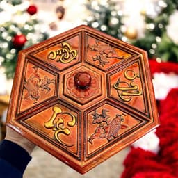 Khay đựng bánh kẹo Tết giả gỗ  - hộp đựng mứt Tết họa tiết PHÚC LỘC THỌ 7 ngăn sang trọng tiện lợi 1