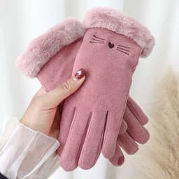 Găng Tay Con Mèo Cotton Lót Lông Cừu Dày Dặn Giữ Ấm Mùa Đông Chống Lạnh Dễ Thương Có Thể Chạm Màn Hình Cảm Ứng 2