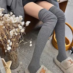Set 5 Đôi Tất Vớ Đùi Dài Qua Gối Đi Bốt Gân Tăm Giữ Ấm Mùa Đông Phong Cách Hàn Quốc Sandy Đ9 5