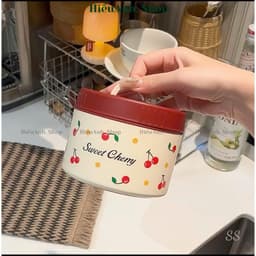 Hộp đựnġ Cơm Giữ Nhiệt, Hộp Cơm Văn Phòng Lõi inox Cherry, An Toàn Cho Mẹ Bầu & Bé Quay Lò Vi Sóng Nắp Chống Tràn 3