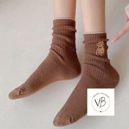Tất gấu cổ cao, Sét 5 đôi tất cổ  cao hình gấu dễ thương {FREESHIP} VINBEO 5