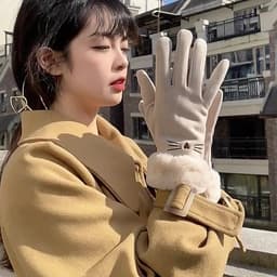 Găng Tay Con Mèo Cotton Lót Lông Cừu Dày Dặn Giữ Ấm Mùa Đông Chống Lạnh Dễ Thương Có Thể Chạm Màn Hình Cảm Ứng 6