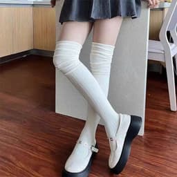 Set 5 Đôi Tất Vớ Đùi Dài Qua Gối Đi Bốt Gân Tăm Giữ Ấm Mùa Đông Phong Cách Hàn Quốc Sandy Đ9 4