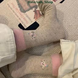 Set 5 Đôi Tất Nữ Thu Đông Tiểu Thư Hạt Tiêu Cổ Cao Phủ Lông Thỏ Dễ Thương 4