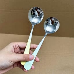 Sét 5 Muỗng bằng innox 304 không gỉ phong cách Hàn Quốc. Thìa tròn cán dẹp nhiều màu loang kícḣ thước 16.5cm 7