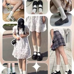 Set 10 đôi Tất nữ cổ cao phong cách vintage Hàn Quốc. Vớ nữ cổ cao nhiều màu 9