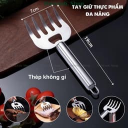 Dụng cụ giữ thịt chống nóng, tay cầm giữ thực phẩm đa năng, dĩa inox xiên giữ, xé thịt nhanh chóng chống bỏng tay 1