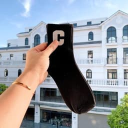 10 Đôi Tất Cổ Cao Nữ Họa Tiết Chữ C,Vỡ Cổ Cao Họa Tiết Chữ C Vải Cotton Mềm Mịn, co giãn thoáng khí VINBEO 7