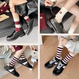 set 10 đôi tất nữ cổ cao unisex , phong cách vintage Hàn Quốc 3
