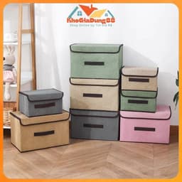 Combo 2 Hộp vải đựnġ quần áo có nắp 2 size thùng vải đựnġ đồ có nắp đa năng để đồ cá nhân gấp gọn tiện lợi 1