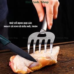 Dụng cụ giữ thịt chống nóng, tay cầm giữ thực phẩm đa năng, dĩa inox xiên giữ, xé thịt nhanh chóng chống bỏng tay 2