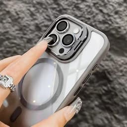 Ốp điện thȯại Trong Suốt Có Giá Đỡ Kim Loại Từ Tính cho iPhone 16 11 12 13 14 15 16 pro max plus 6