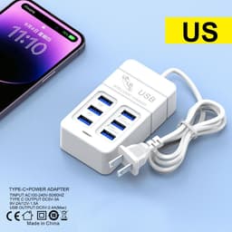 3USB+3PD Bộ Sạc Nhanh 66W Đa Năng 6 Trong 1 Ngắt Tự Động, Bảo Vệ Thiết Bị, Bộ Sạc 6 Cổng -260901 8