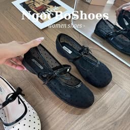 [ NgocBoShop ] 22 - Giày búp bê nữ gắn nơ quai ngang da lưới chấm bi mũi tròn (Form chuẩn đi đúng size) 6