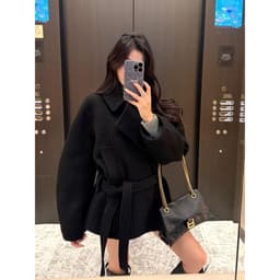 [Hàng QC] Áo Khoác Dạ Nữ Cổ Đứng Dáng Ngắn Form Rộng Hàn Quốc Cao Cấp Có Đai Thắt Eo Hot Trend 9