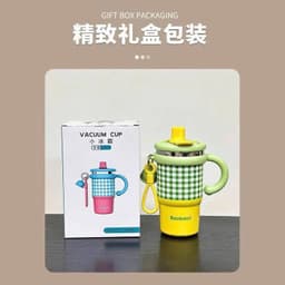 Ly giữ nhiệt có tay cầm, dung tích 600ml, màu pastel xinh xỉu, cốc để ô tô tiện lợi A.M 8
