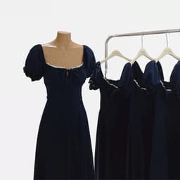 Đầm thời trang nữ cổ vuông phối ren tay ngắn phồng có mút, váy xòe duyên dáng xinh xắn cho nàng đi chơi đi tiệc 7