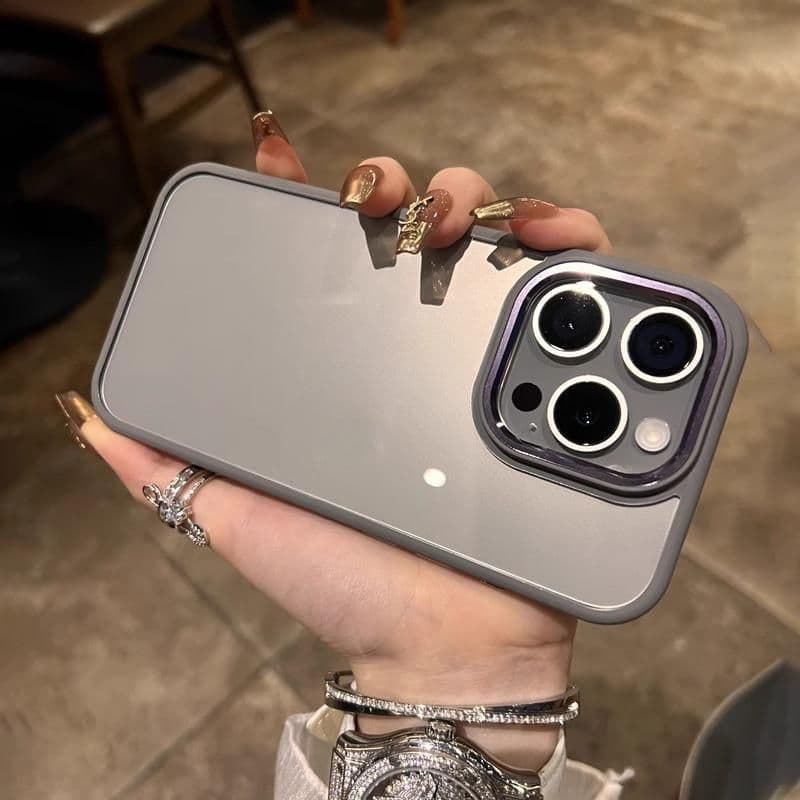 Ốp lưng trong suốt chống va đập không ố vàng bảo vệ ống kính kim loại cho iPhone 16 15 14 plus 13 12 11 pro max