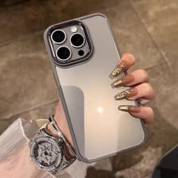 Ốp lưng trong suốt chống va đập không ố vàng bảo vệ ống kính kim loại cho iPhone 16 15 14 plus 13 12 11 pro max 6