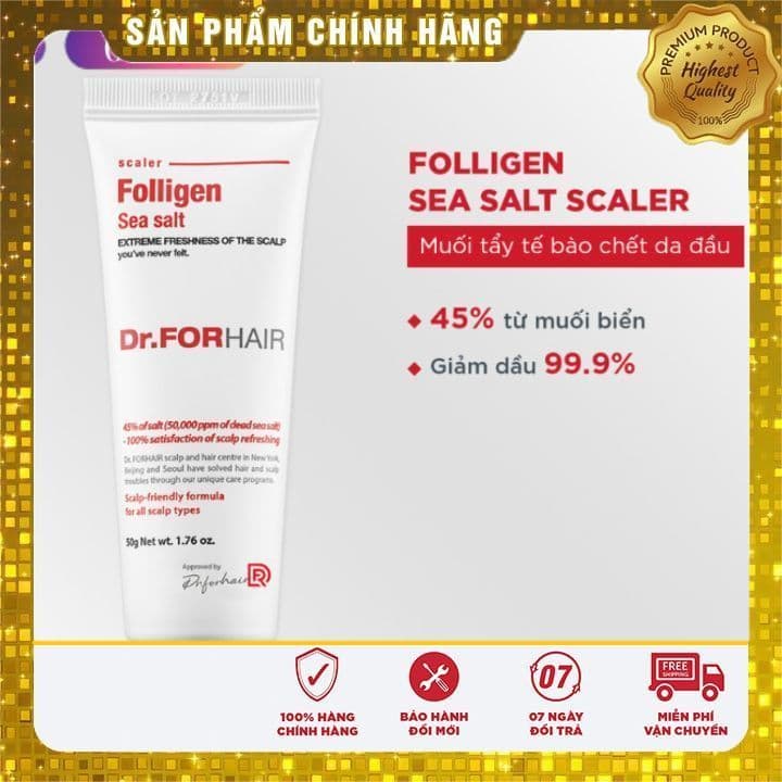 Muối Tẩy TBC Da Đầu Dr.FORHAIR Sea Salt Scaler 50g – Giảm Gàu, Giảm Rụng, Hỗ Trợ Mọc Tóc – Chính Hãng