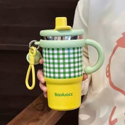 Ly giữ nhiệt có tay cầm, dung tích 600ml, màu pastel xinh xỉu, cốc để ô tô tiện lợi A.M 5