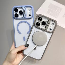 Ốp điện thȯại Trong Suốt Có Giá Đỡ Kim Loại Từ Tính cho iPhone 16 11 12 13 14 15 16 pro max plus 4
