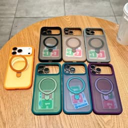 Ốp lưng điện thȯại chống vân tay mờ có chân đế cho iPhone 16 15 14 13 12 11 pro max 2