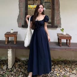 Đầm thời trang nữ cổ vuông phối ren tay ngắn phồng có mút, váy xòe duyên dáng xinh xắn cho nàng đi chơi đi tiệc 2