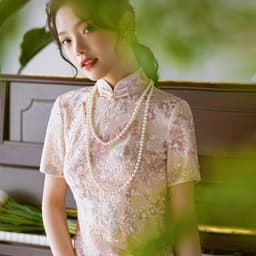 Vòng cổ ngọc trai nhân tạo 150cm phụ kiện chụp ảnh mặc áo dài sang trọng 3
