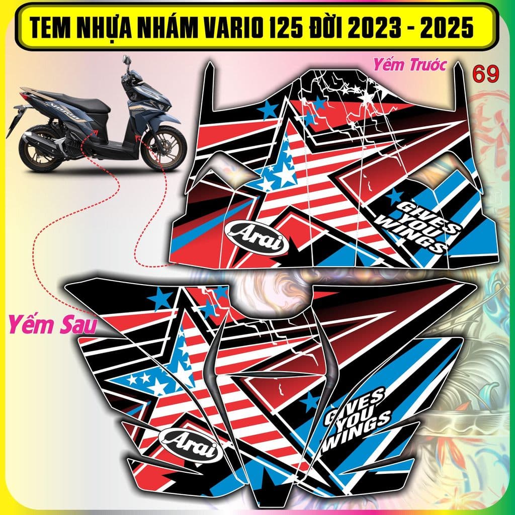 Tem nhựa nhám vario 125  đời 2023 dến 2025 mẫu mới hot trend dán che trầy chồng xước cực đẹp