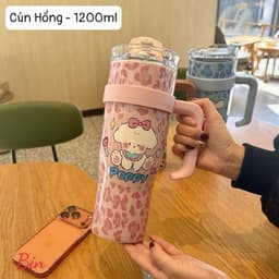 BÌNH GIỮ NHIỆT 1200ML họa tiết dễ thương Mẫu mới về cực xinh – tiện lợi cho mùa hè apin 3