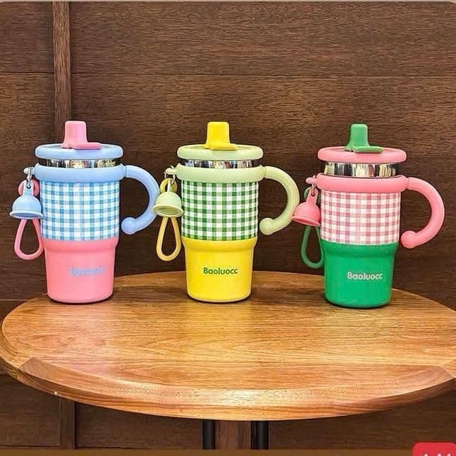 Ly giữ nhiệt có tay cầm, dung tích 600ml, màu pastel xinh xỉu, cốc để ô tô tiện lợi A.M