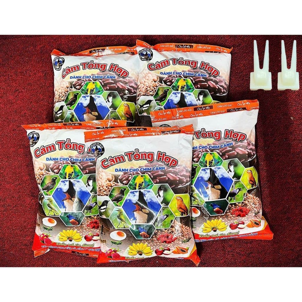 Combo 5 gói cám chim Tổng hợp Lão Đại 1kg (gói đỏ) dùng các loại chim cảnh chính hãng cao cấp