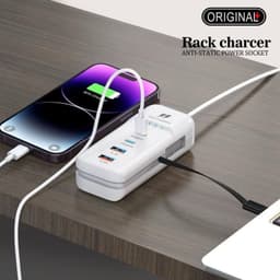 Ổ cắm sạc 66w kèm 4 cổng cho điện thȯại di động với nhiều tính năng thông minh có cáp, bộ sạc & bộ điều hợp 7