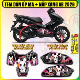 Tem Dán Nắp Xăng Và Ốp Má Ốp Hông AB 2026 Mẫu BUNNY cực dẹp decal nhám 3 lớp 3