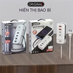 Ổ cắm sạc 66w kèm 4 cổng cho điện thȯại di động với nhiều tính năng thông minh có cáp, bộ sạc & bộ điều hợp 4