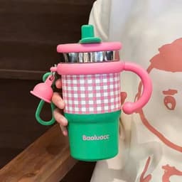 Ly giữ nhiệt có tay cầm, dung tích 600ml, màu pastel xinh xỉu, cốc để ô tô tiện lợi A.M 9