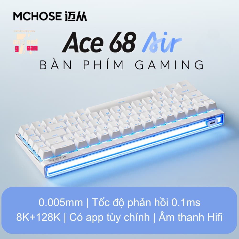 Bàn Phím Cơ Gaming Mchose ACE 68 AIR (ACE68 Air) -Rapid Trigge -Switch Nam Châm 8k Polling Rate-RT 0.005mm