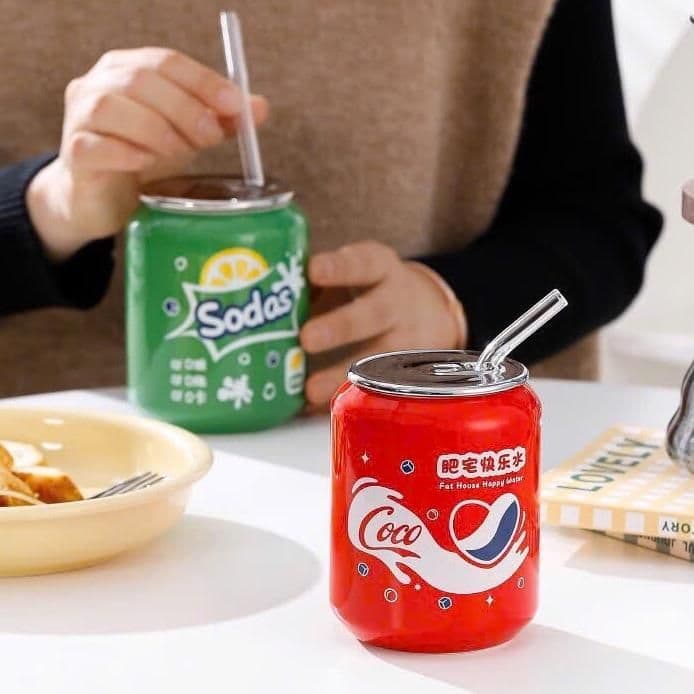 Ly cốc sứ uống nước thiết kế hình lon nước ngọt cực kỳ dễ thương, mang phong cách trẻ trung và hiện đại atnb