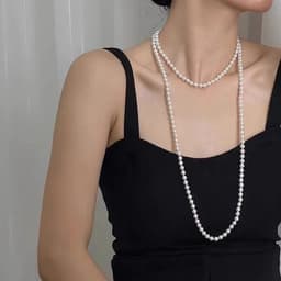 Vòng cổ ngọc trai nhân tạo 150cm phụ kiện chụp ảnh mặc áo dài sang trọng 8