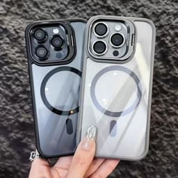 Ốp điện thȯại Trong Suốt Có Giá Đỡ Kim Loại Từ Tính cho iPhone 16 11 12 13 14 15 16 pro max plus 2