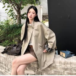 (Hàng Qc) Áo khoác Mangto dáng lửng chất kaki gió dày dặn sang chảnh form siêu đẹp 2