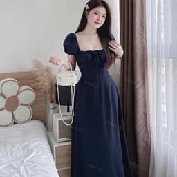 Đầm thời trang nữ cổ vuông phối ren tay ngắn phồng có mút, váy xòe duyên dáng xinh xắn cho nàng đi chơi đi tiệc 3