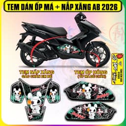 Tem Dán Nắp Xăng Và Ốp Má Ốp Hông AB 2026 Mẫu BUNNY cực dẹp decal nhám 3 lớp 6