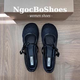 [ NgocBoShop ] 22 - Giày búp bê nữ gắn nơ quai ngang da lưới chấm bi mũi tròn (Form chuẩn đi đúng size) 4